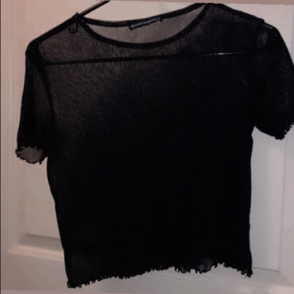 Black mesh glitter top